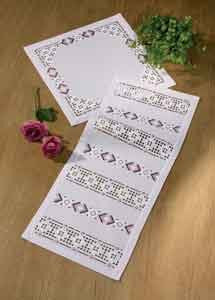 Hardanger Pink Table Mat Kit 10-7847, Permin