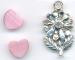 Sterling Sunflower Charm & Mauve Cats Eye Hearts, The Sweetheart Tree