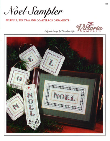 Noel Sampler, Bellpull, Tea Tray and Coasters or Ornaments, The Victoria Sampler