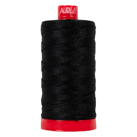 2692 Black, 12 wt. Cotton, Aurifil