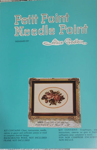 Flowers Petit Point/Cross Stitch #1049 Kit, Alice Godkin