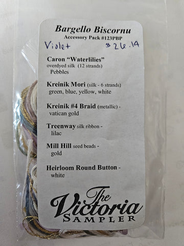 Bargello Biscornu Violet Accessory Pack, The Victoria Sampler