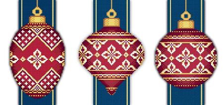 Red Faberge Christmas Ornaments with Silver Flowers-Collection 4, Solaria Gallery