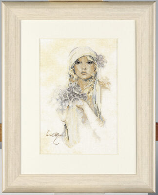 Lady with Lilac Flower-Sara Moon kit, Lanarte