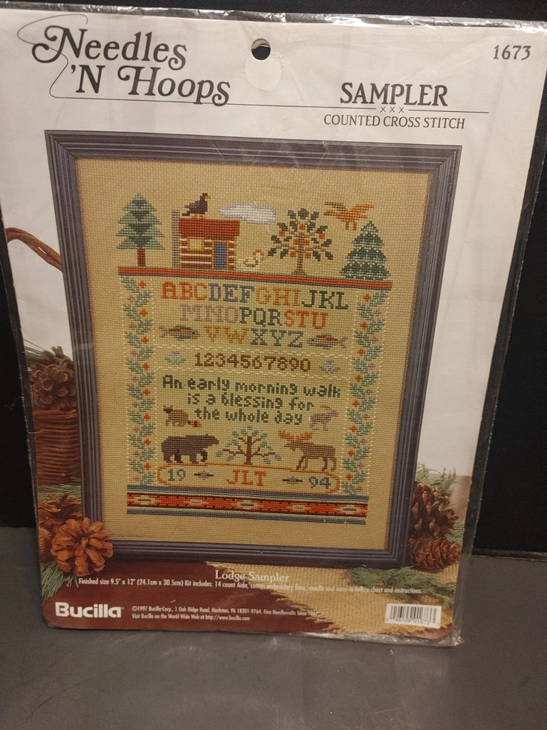 Lodge Sampler, Needles 'N Hoops-Bucilla