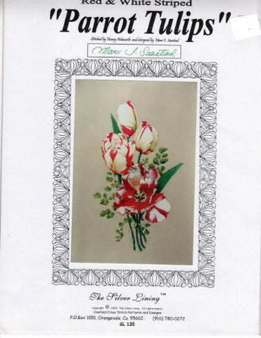 Parrot Tulips (Red & White Striped) #135, The Silver Lining
