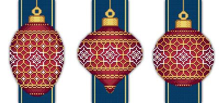 Red Faberge Christmas Ornaments with Golden Grid-Collection 5, Solaria Gallery
