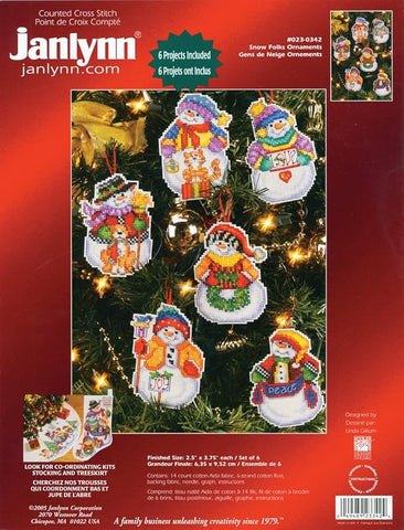 Snow Folks Ornaments Kit, Janlynn