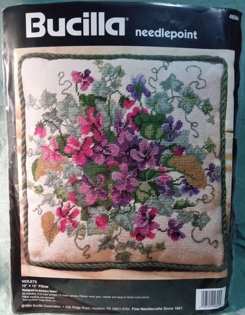 Violets pillow kit, Bucilla