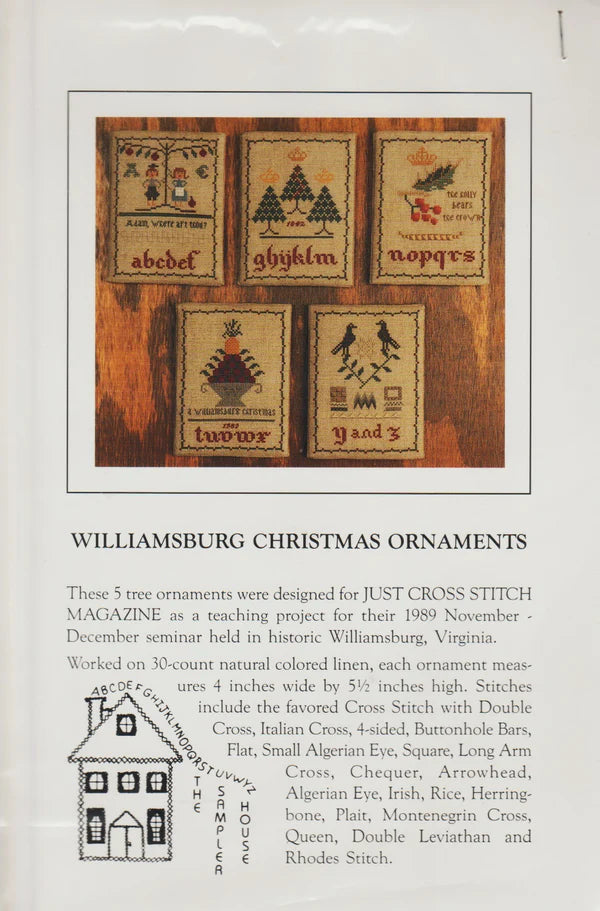 Williamsburg Christmas Ornaments, Sampler House